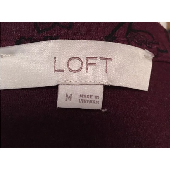 LOFT Womens Sz M Maroon Floral Print Soft Knit Sleeveless Dress - Picture 4 of 5